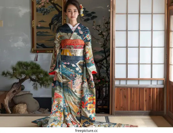 Traditional Japanese Geisha in Kimono