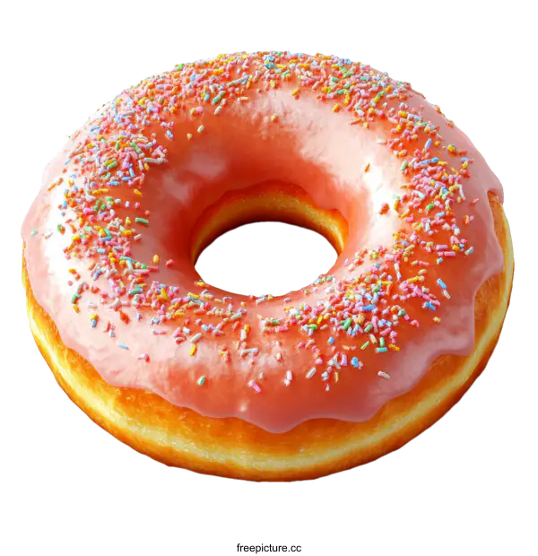 [Transparent Background PNG]Delicious Pink Sprinkled Donut