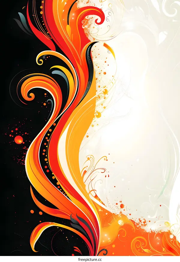 Orange and Black Abstract Floral Illustration