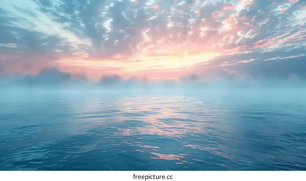 Serene Foggy Lake at Sunrise with Vibrant Sky