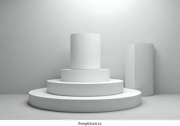 Abstract Geometric White Display Podiums
