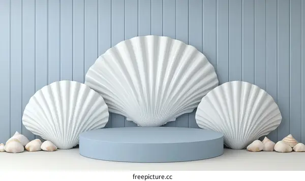 Seashell Display Podium Abstract Background