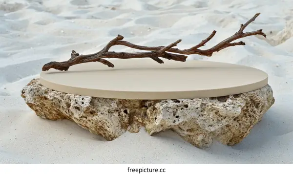 Beige Display Platform on Coral Rock