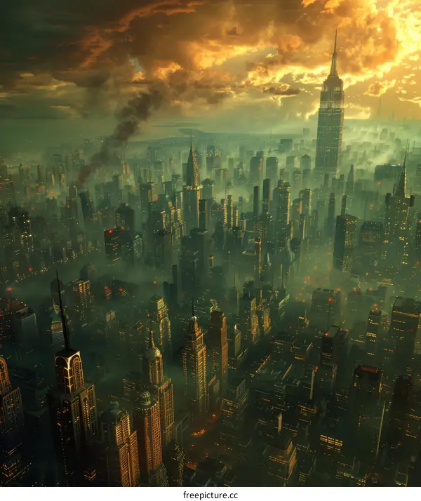 Post-Apocalyptic Metropolis Aerial View