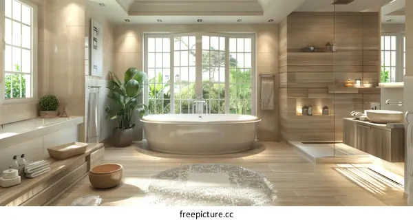 Luxury Spa Bathroom with Natural Light