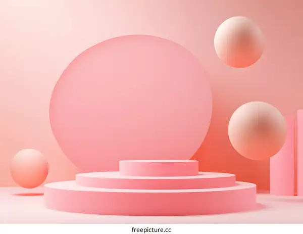 Abstract Pink 3D Geometric Shapes Background