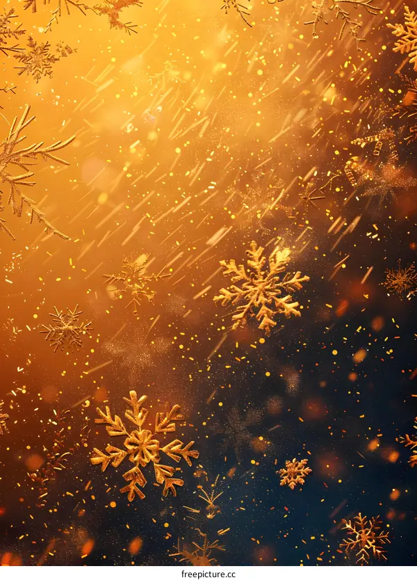 Snowflakes falling in the cold winter