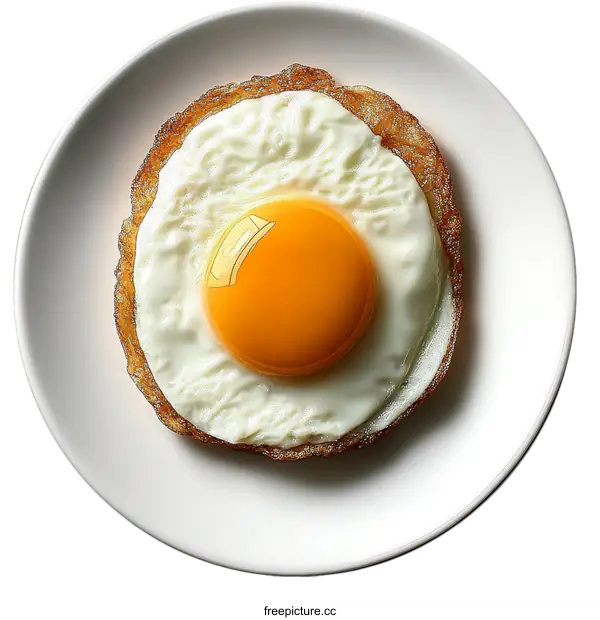 [Transparent Background PNG]Fried Egg on a Plate Illustration