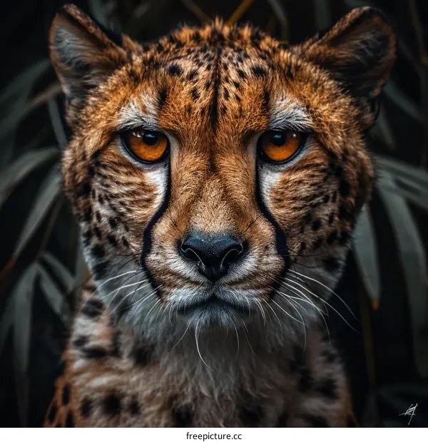 A portrait of a cheetah staring at the camera