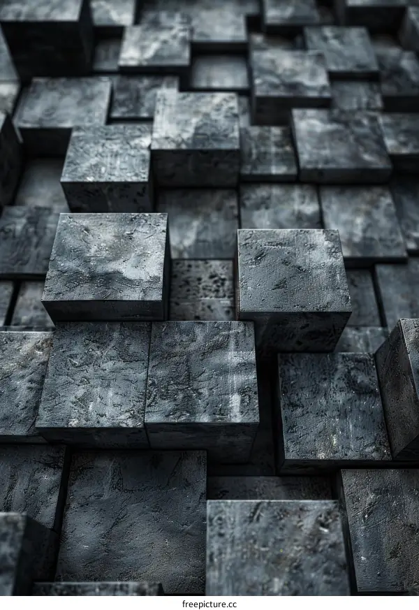 Dark 3D concrete cubes background