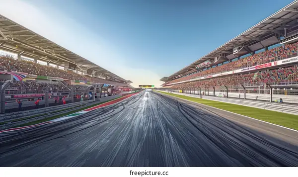 Empty Grandstands at a Formula One Race Track