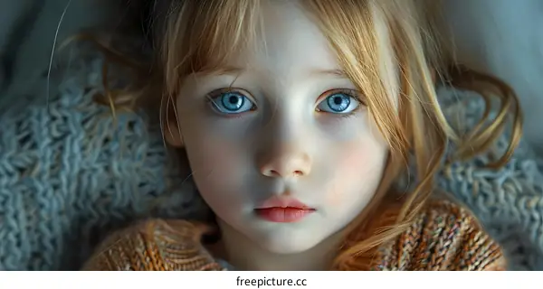 Portrait of a young girl with blue eyes and red hair