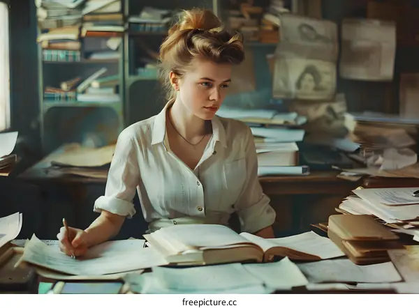 Young woman writing in her journal