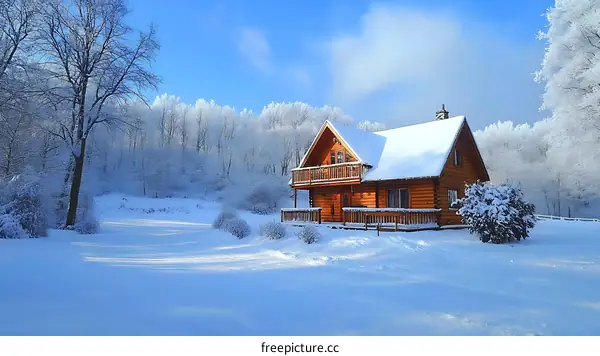 Snowy Winter Day Cabin in the Woods