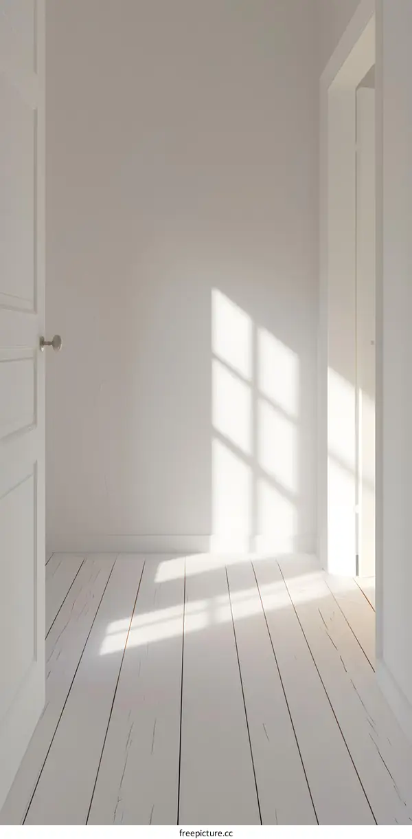 Minimalist White Room Interior Design With Sunlight