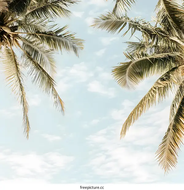 Tropical Palm Trees Against Blue Sky
