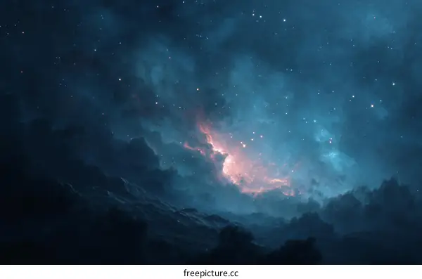 Cosmic Nebula Night Sky View Illustration
