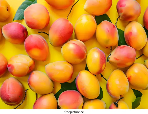 Yellow Background with Fresh Mangoes
