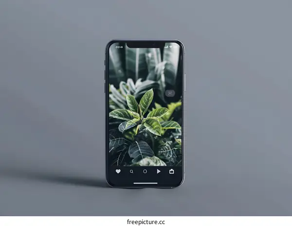 Smartphone Display Showing A Green Plant Photography