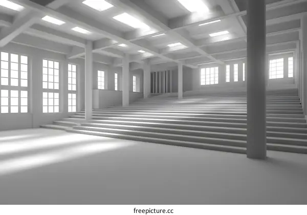 White Room with Stairs and Windows