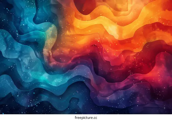 Abstract Colorful Space Waves Background