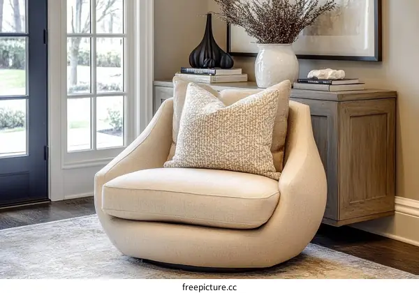 Cream Modern Armchair in a Cozy Room