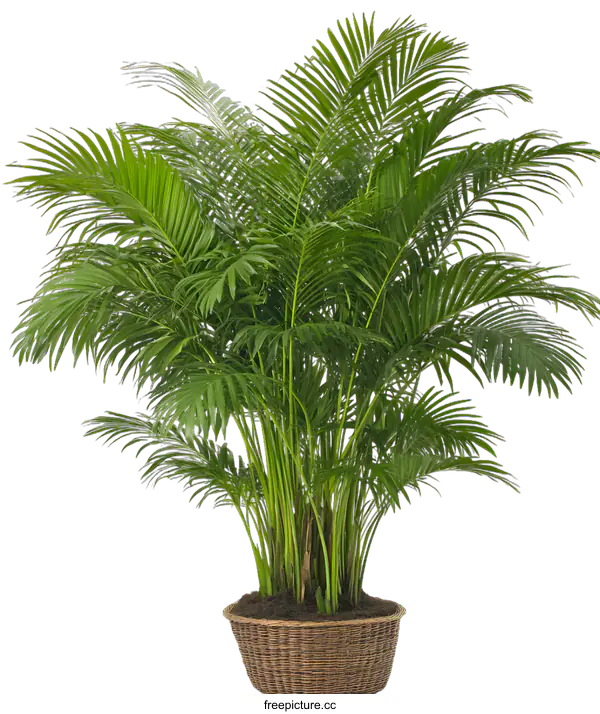 [Transparent Background PNG]Green Palm Tree in a Wicker Basket