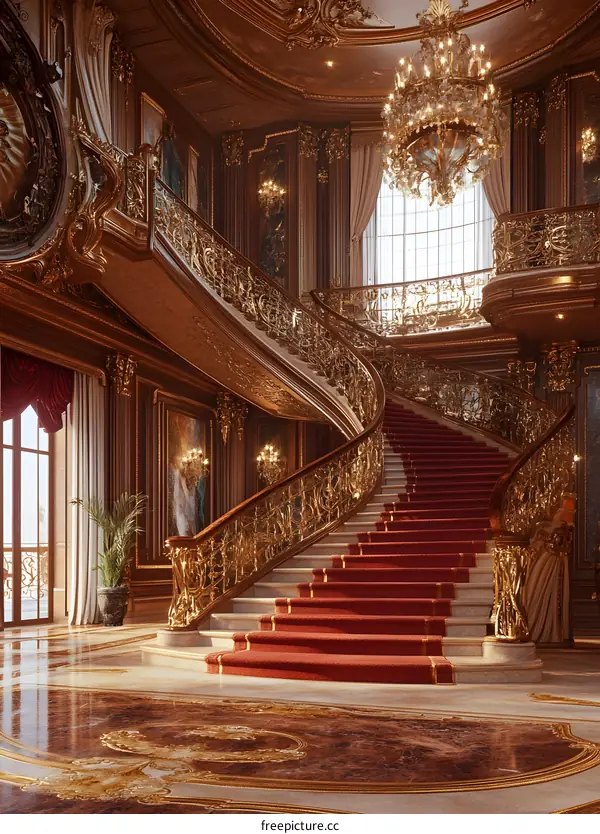 Grand Staircase in a Luxurious Palace