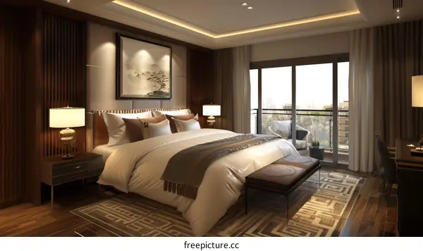 Luxury Hotel Bedroom Interior Design Illustration