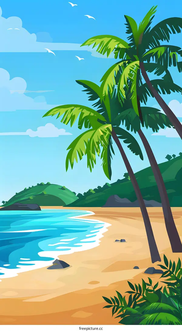 Palm Trees on a Tropical Beach