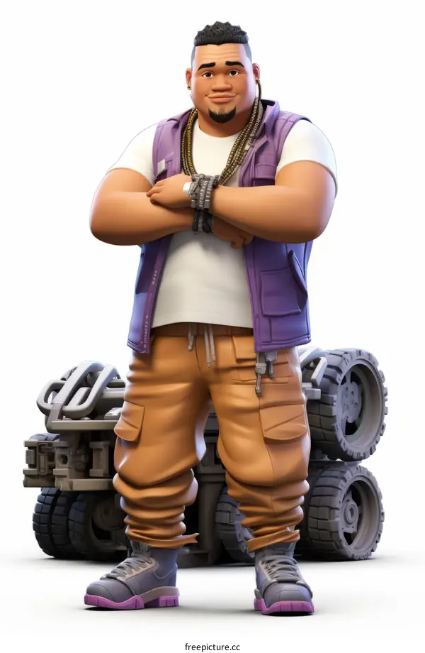 A black man standing in front of a vehicle