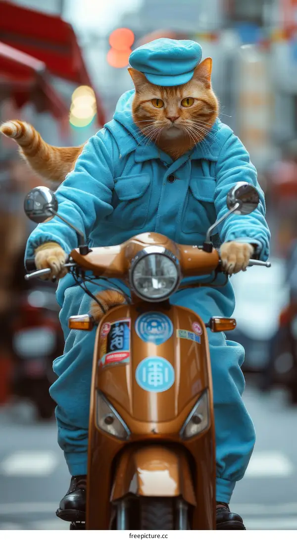 Cat Riding a Scooter in Taiwan