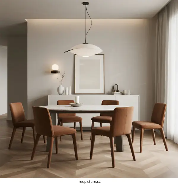 Modern Dining Room with Elegant Chairs and Lighting