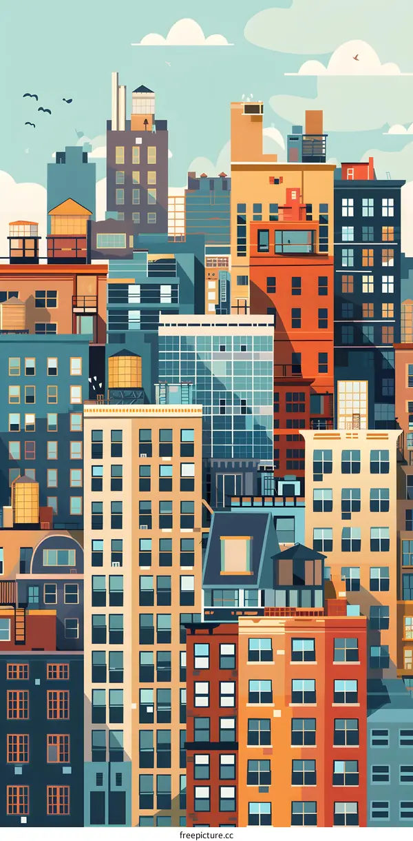 Cityscape with Buildings and Sky