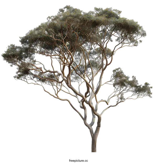 [Transparent Background PNG]Isolated Tree With Twisted Branches on White Background