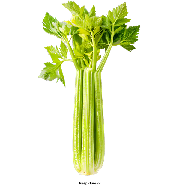 [Transparent Background PNG]Fresh Green Celery Stalks on White Background