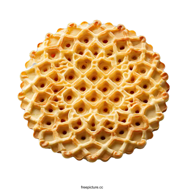 [Transparent Background PNG]A close-up image of a round baked lattice pie crust