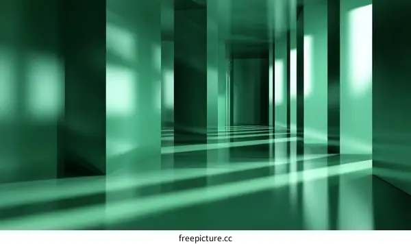 Abstract Green Architectural Corridor