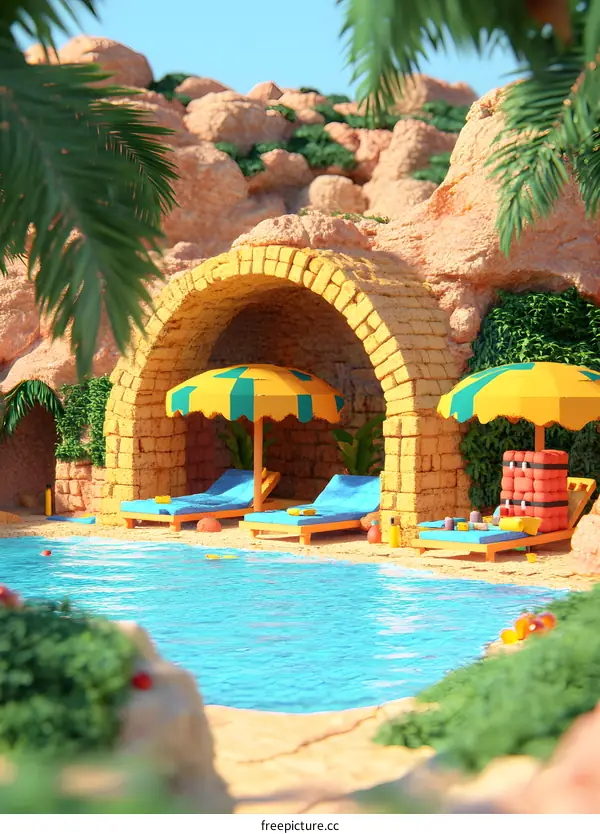 Summer Vacation Poolside Illustration