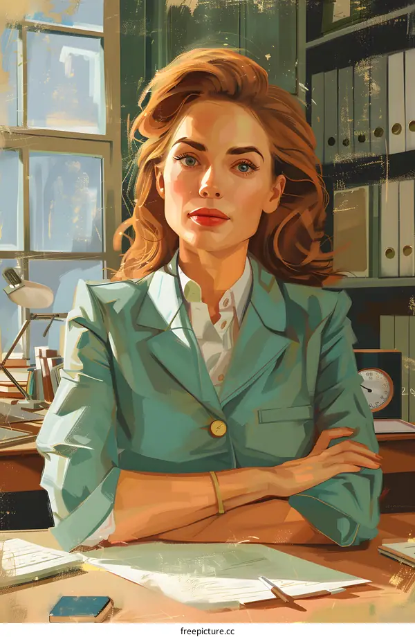 portrait of a woman in a green suit