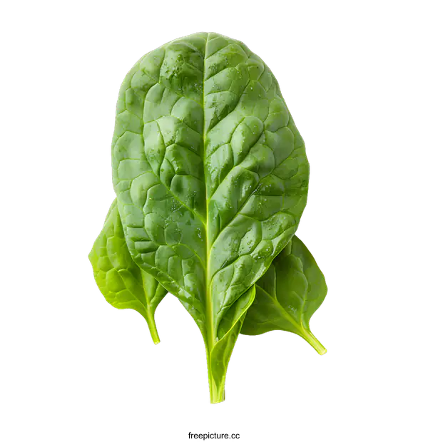[Transparent Background PNG]Fresh Green Spinach Leaves Isolated on White Background