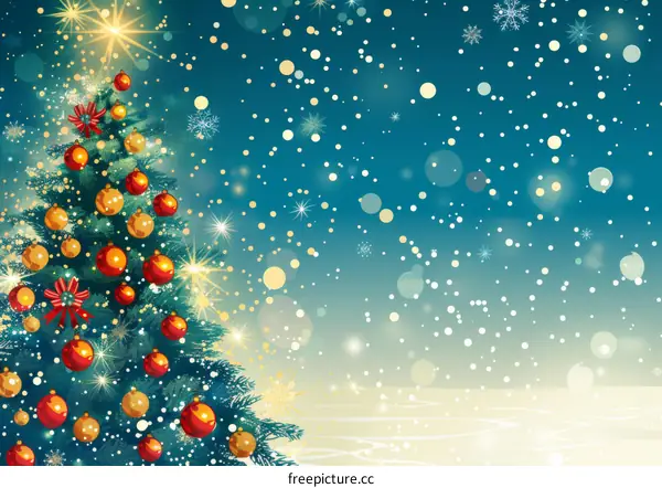 Christmas tree with red and gold ornaments