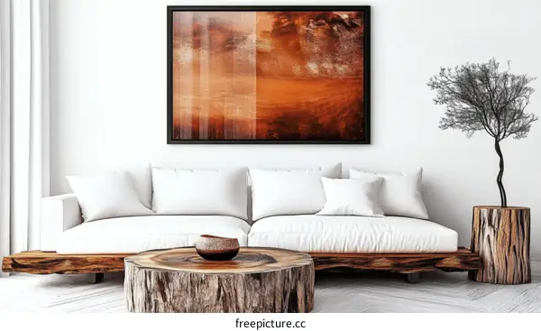 Modern Living Room Interior with Abstract Artwork