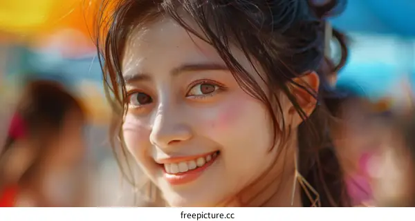 Close-up portrait of a young Asian woman smiling