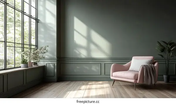 Elegant Living Room Interior Design with Pink Armchair