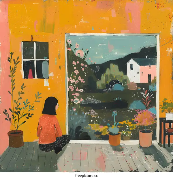 Woman Gazing at a Garden View