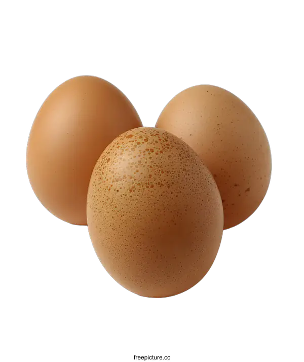 [Transparent Background PNG]Three Brown Eggs on White Background
