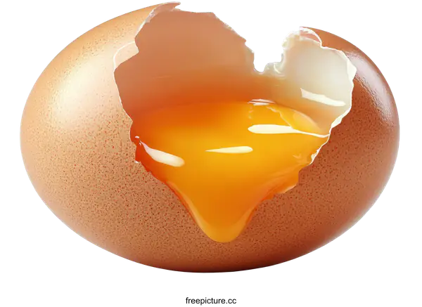 [Transparent Background PNG]Closeup of a Broken Egg with Yolk