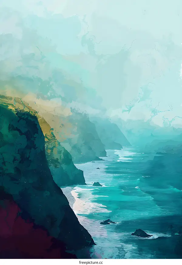 Abstract Coastal Landscape with Cliffy Coastline