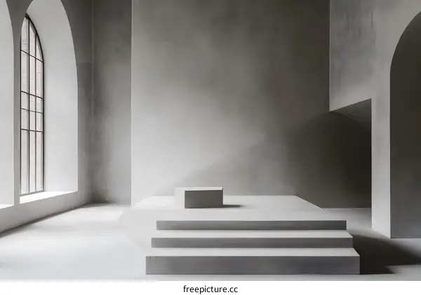 Minimalist Concrete Architecture Interior Design With Steps